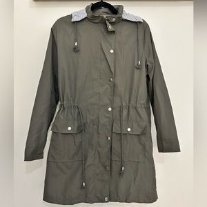 Gray Hooded Rain Jacket